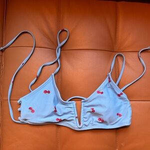 EUC Cherry Bikini top size small tie back adjustable